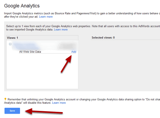 link adwords to analytics step 7